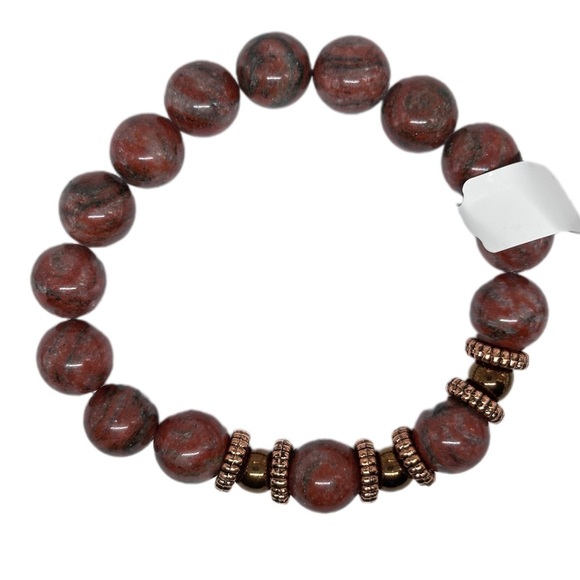 Jasper bracelet stretchy handmade 12mm beads - Picture 1 of 5